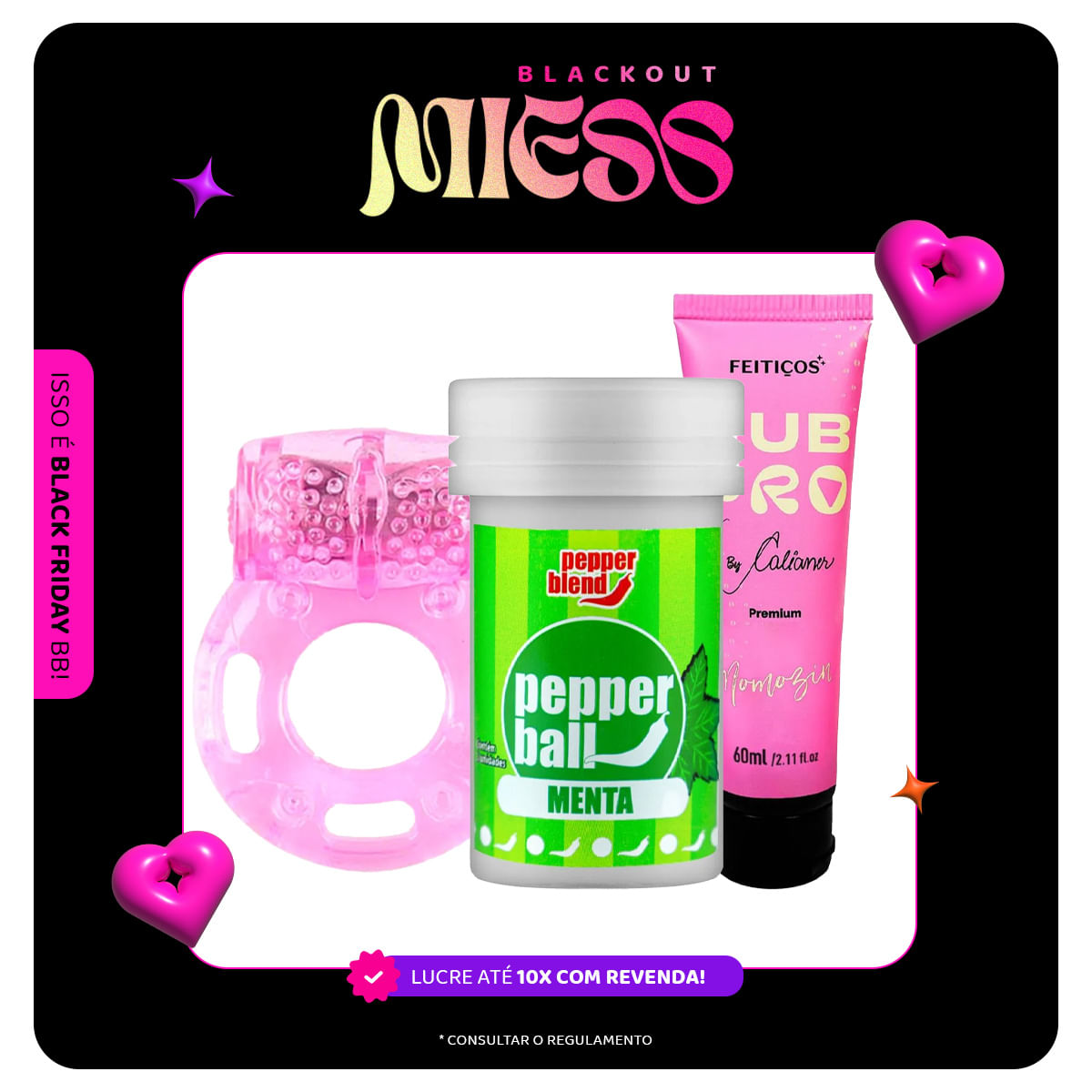 Kit Promocional com Anel Peniano Borboleta Pepper Ball e LubPro Momozin - 1 Kit Por Cliente