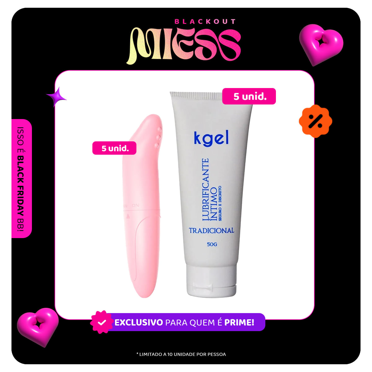 Kit 5 Unidades KGEL Lubrificante Íntimo Tradicional 50g e 5 Unidades YouVibe Vibrador de Ponto G