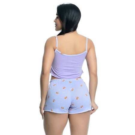 Pijama Shorts e Cropped Estampado Hot Love