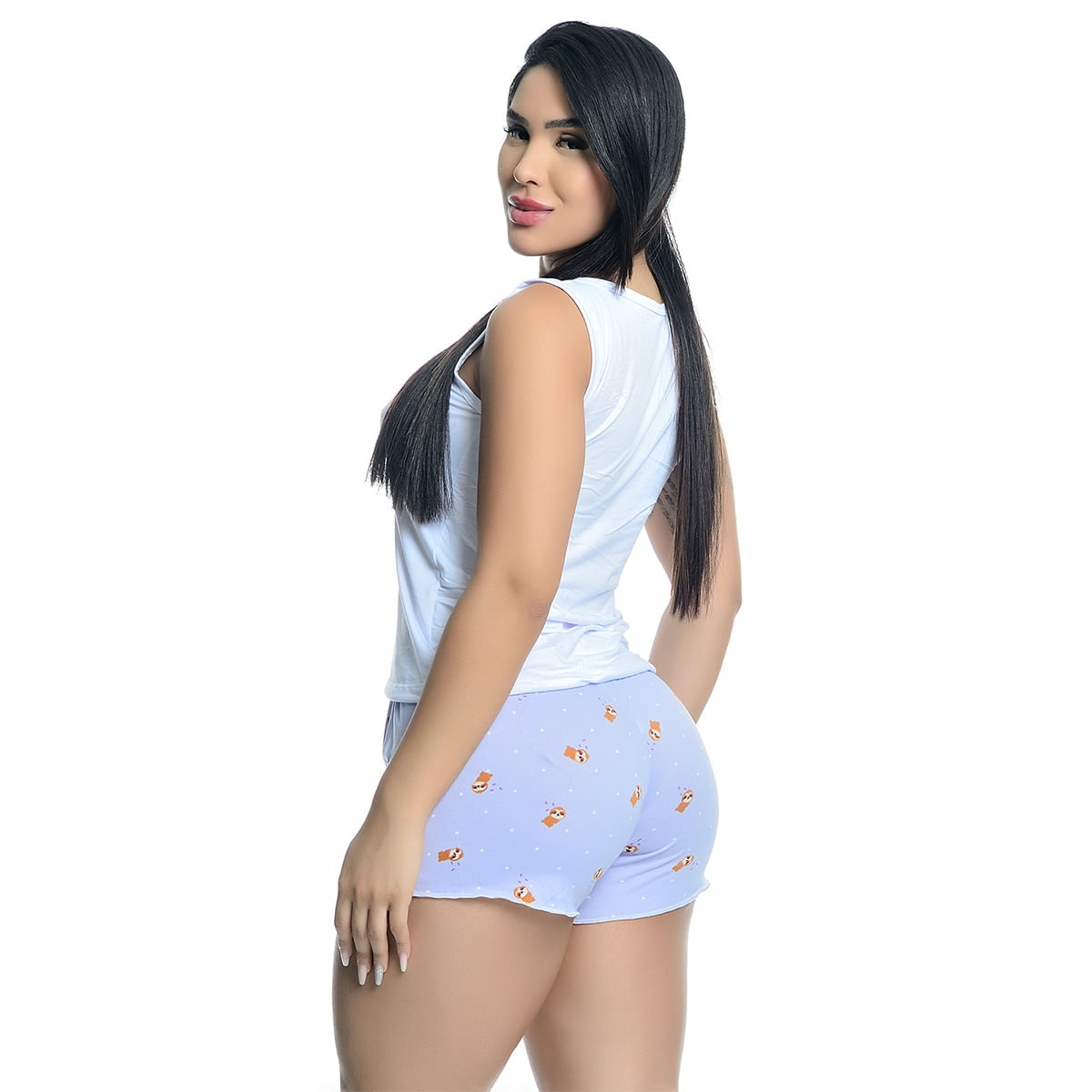 Pijama Feminino Shorts e Regata Estampado Hot Love