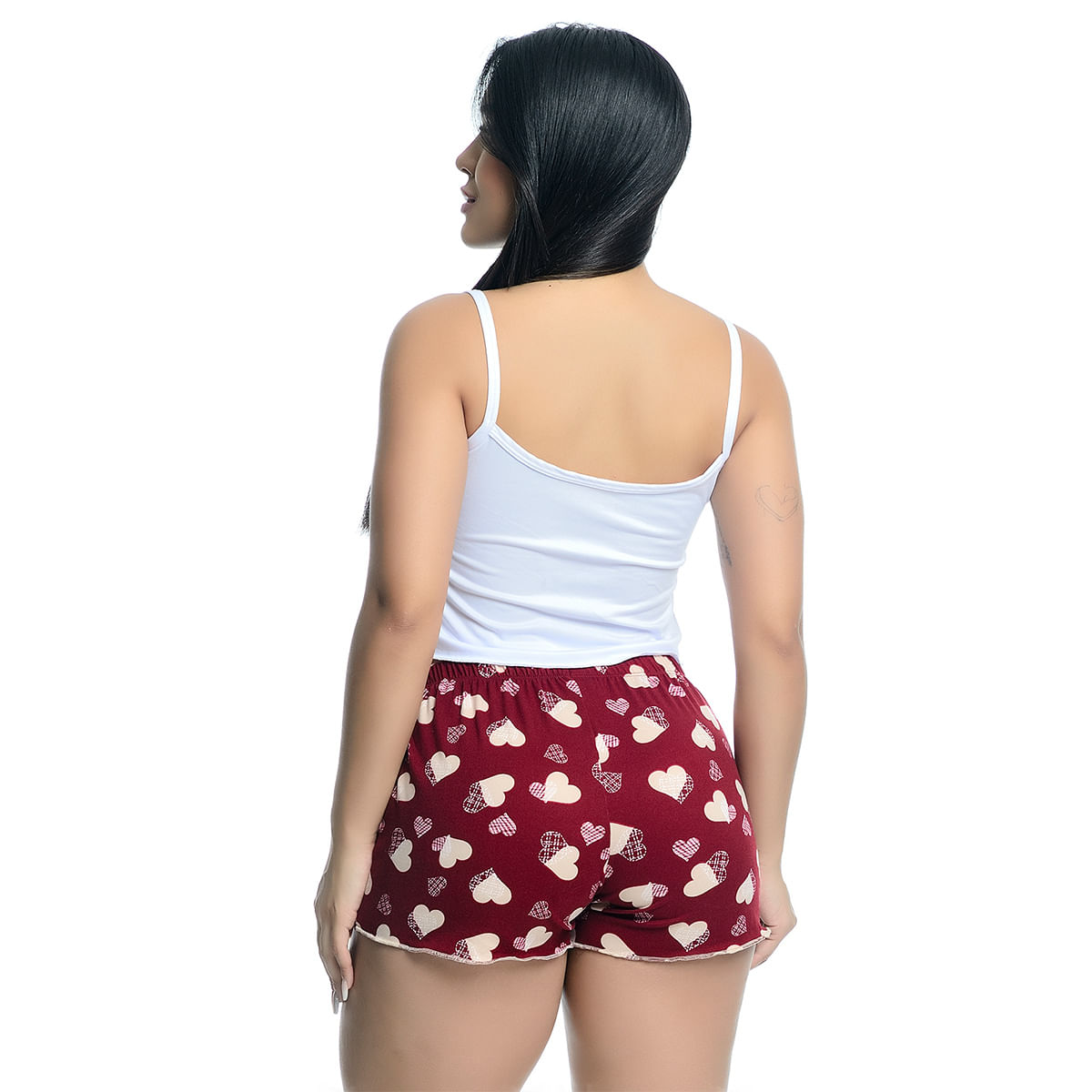 Pijama Feminino Shorts e Cropped Regata Estampado Hot Love