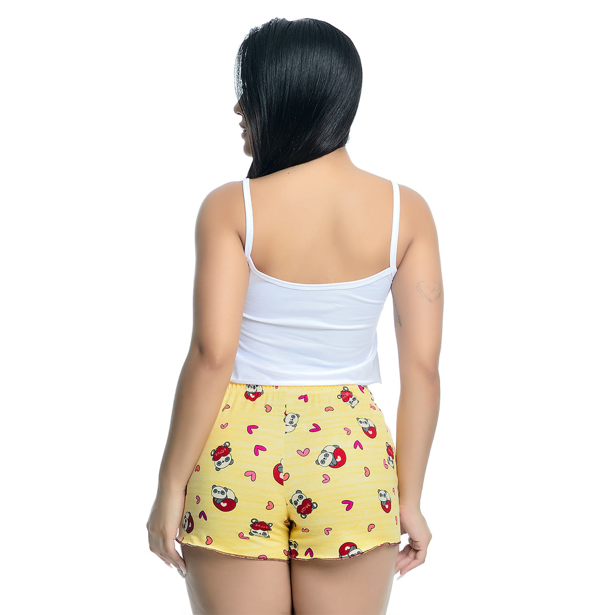 Pijama Feminino Shorts e Cropped Regata Estampado Hot Love