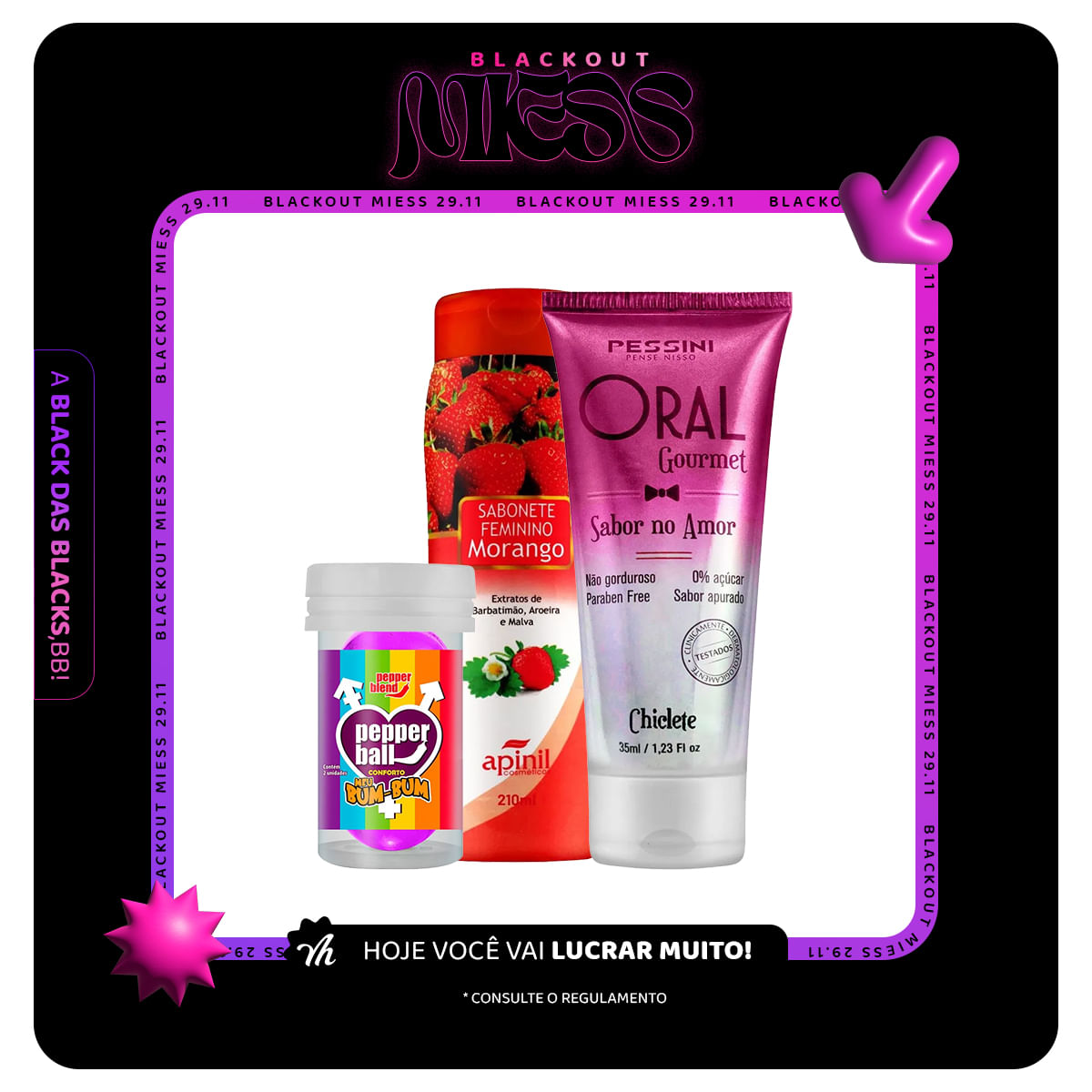 Kit Promocional Sabonete Íntimo Pepper Ball e Oral Gourmet - 5 Kits Por Cliente