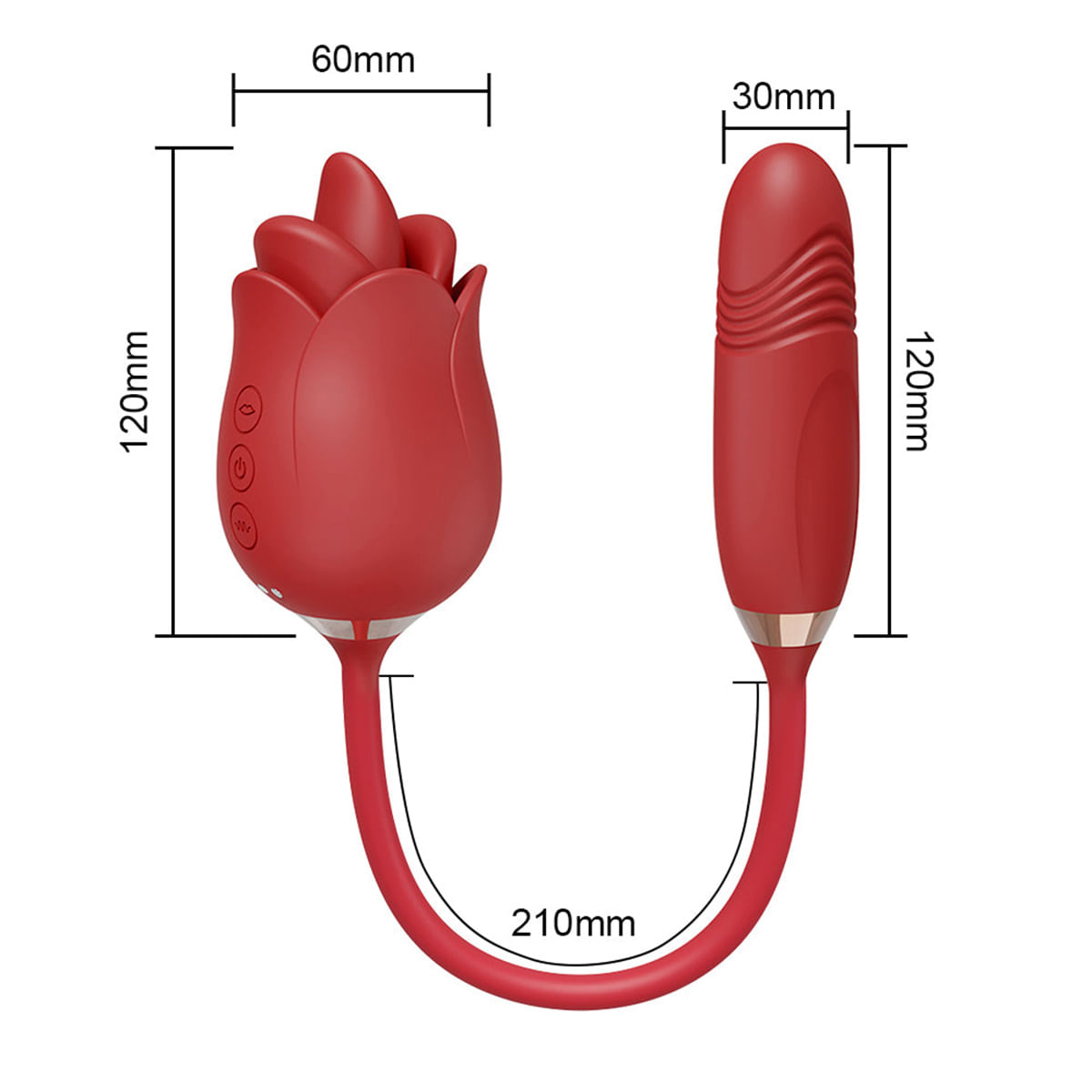 Vibrador Duplo em Formato de Rosa e Boca com Penetrador Sobe e Desce Vip Mix