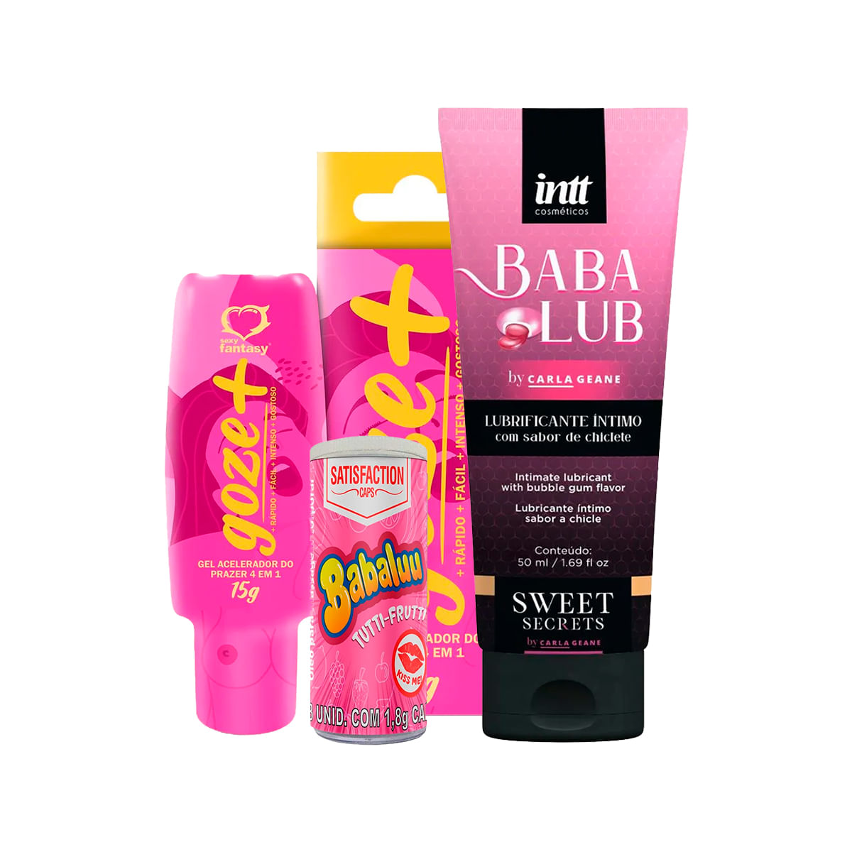 Kit Promocional com Goze + Babaluu Bolinha em Cápsula e Babalub Lubrificante - 5 Por Cliente