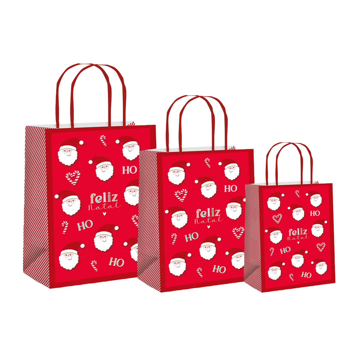 Sacola de Papel Feliz Natal Papai Noel Cromus