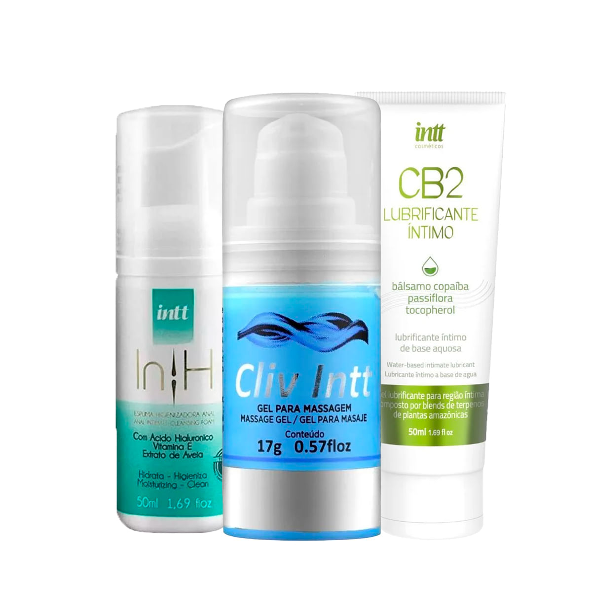 Kit Anal com Cliv Intt Lubrificante CB2 e Espuma Higienizadora Intt