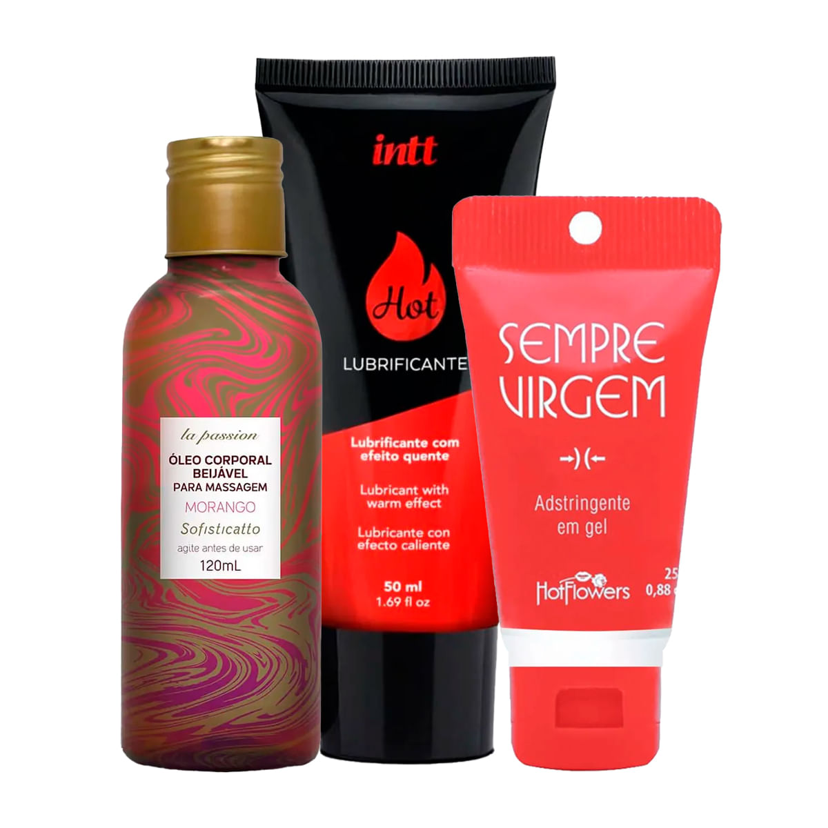 Kit Promocional com  Lubrificante Hot Óleo Corporal e Gel Adstringente