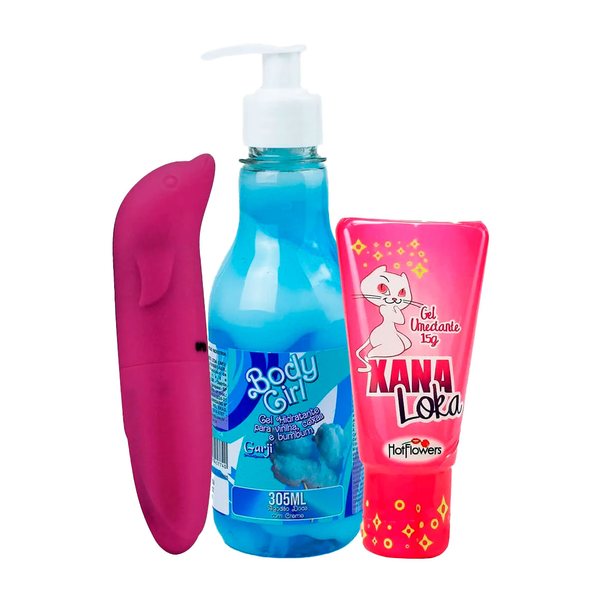 Kit Promocional com  Body Girl Xana Loka e Vibrador Ponto G