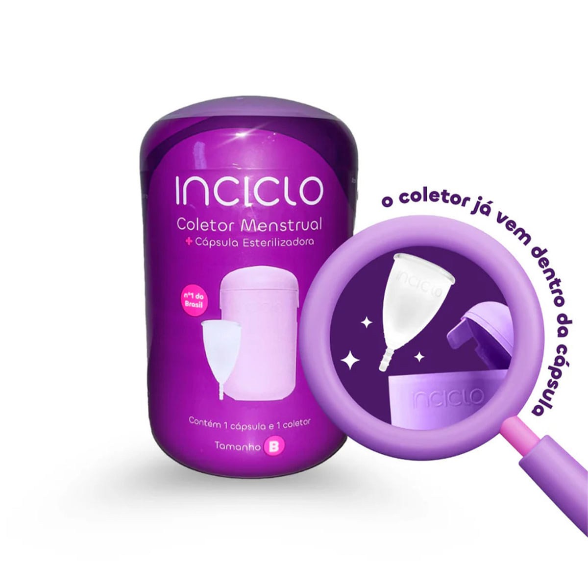 Kit Coletor Menstrual e Cápsula Esterilizadora Modelo A ou B Inciclo Kit Coletor Menstrual e Cápsula Esterilizadora Modelo A ou B Inciclo