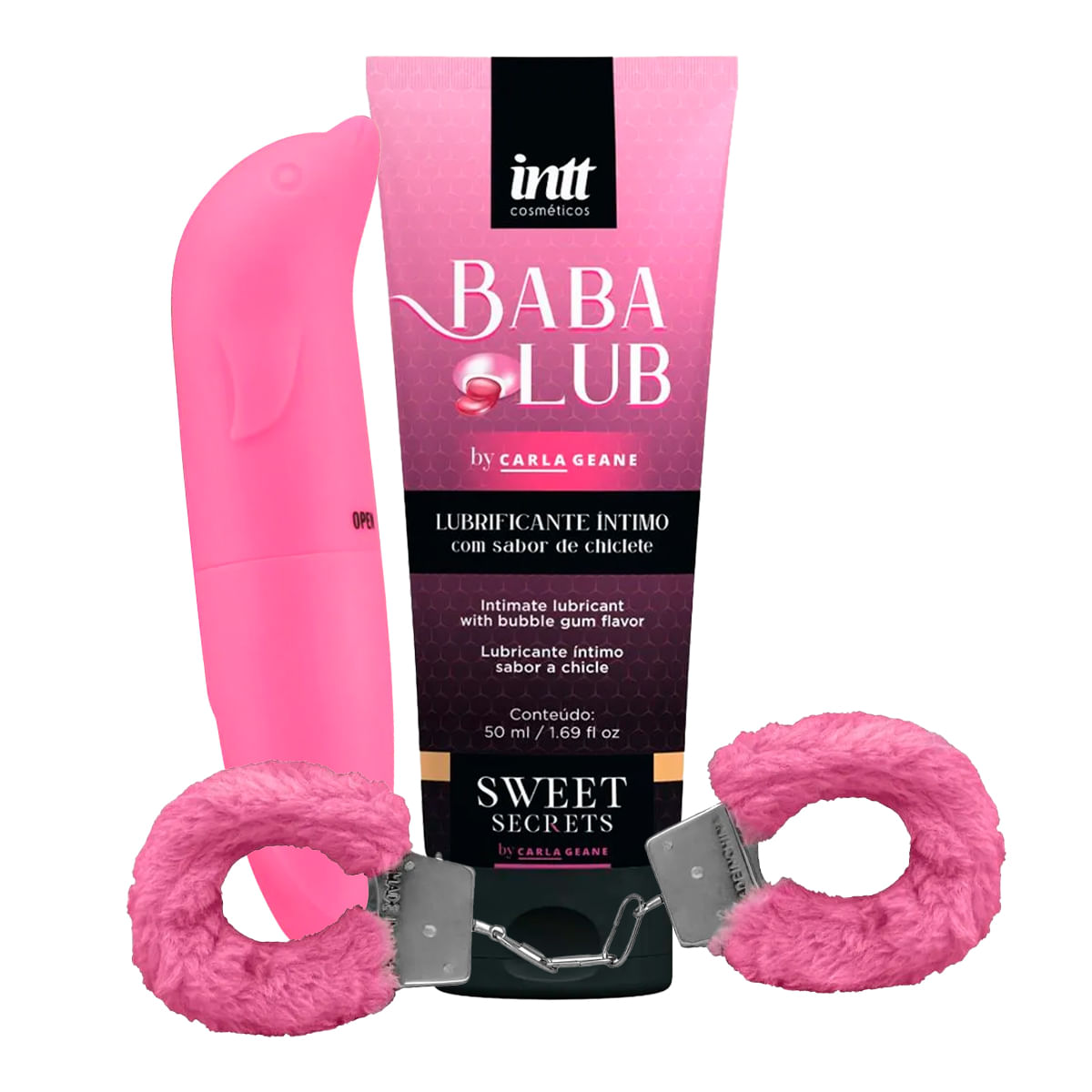 Kit Promocional com Babalub Algema de Pelúcia e Vibrador Ponto G Aveludado Golfinho - 5 Por Cliente