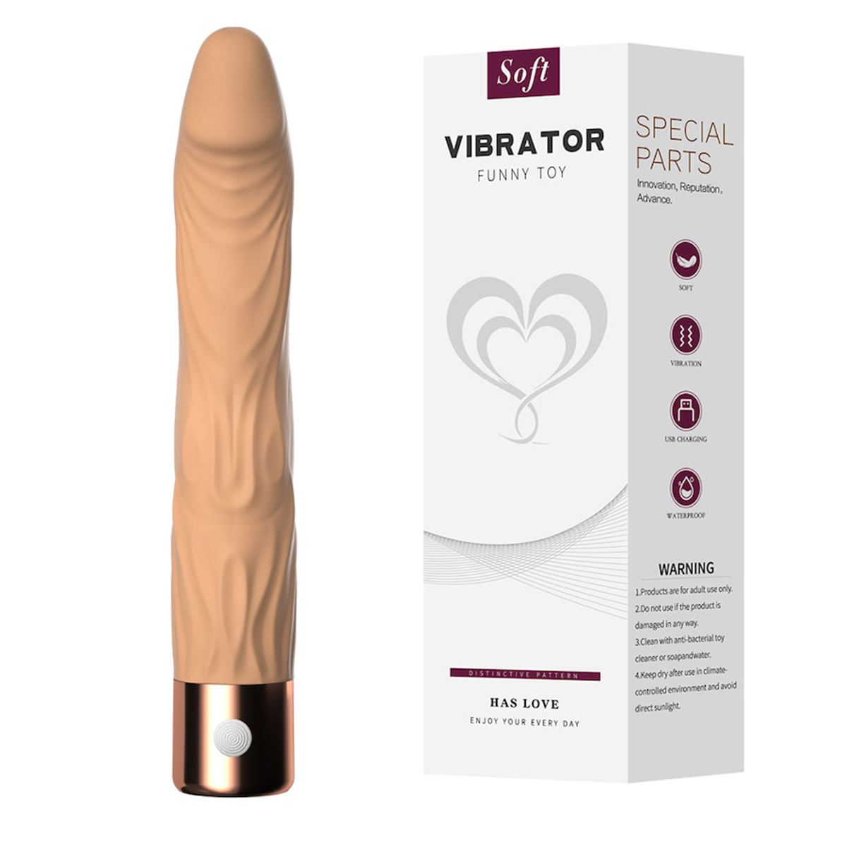 Pênis Realístico Recarregável com 10 Modos de Vibração 20,5 x 3,8 CM Super Soft Vip Mix