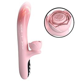 Vibrador de Ponto G com Estimulador de Clitoris em Formato de Rosa Sexy Import