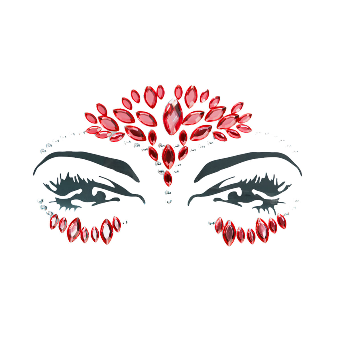 Cartela de Pedras Decorativas para Maquiagem de Carnaval PTD Festas