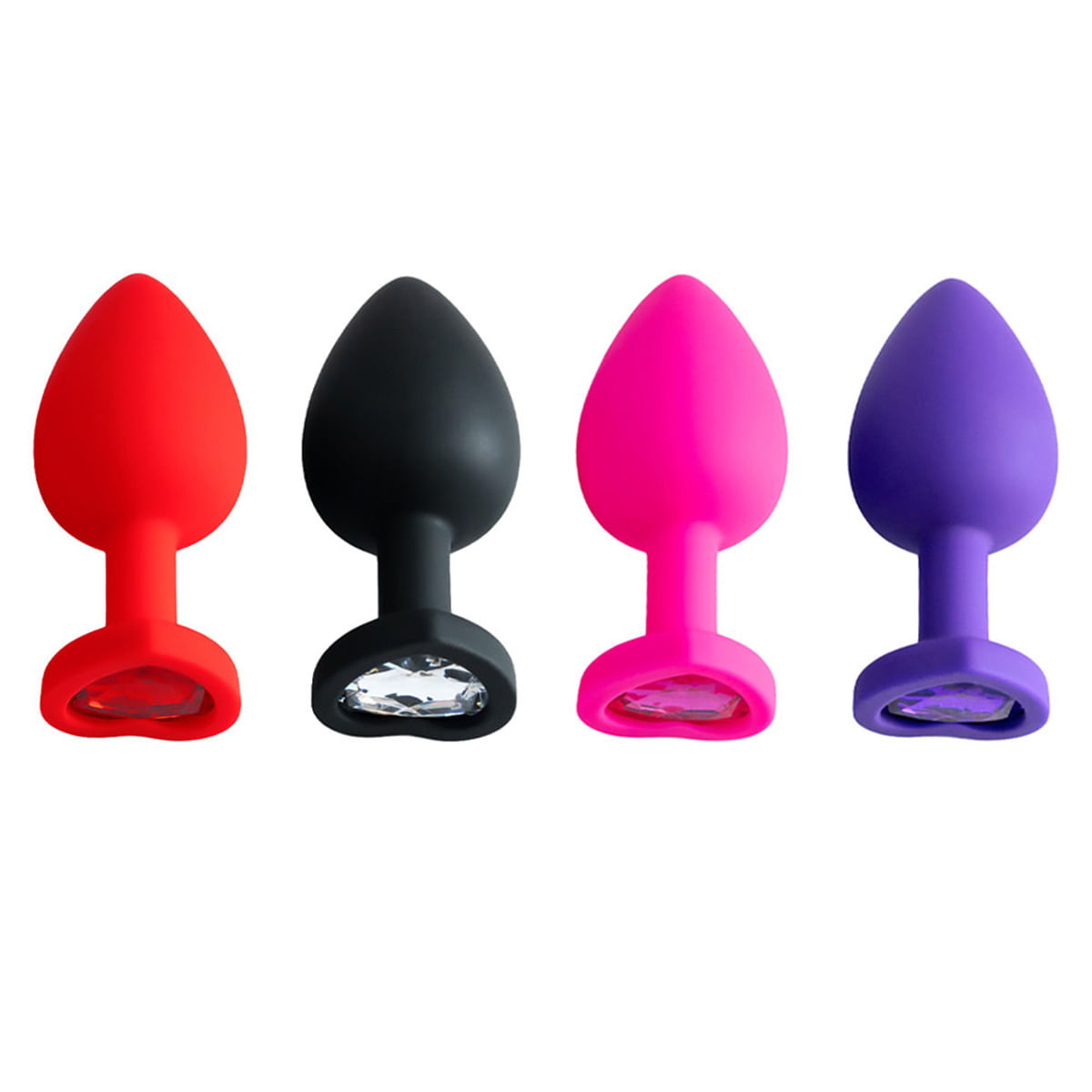 Plug Anal em Silicone com Pedra em Formato de Coração Médio Vip Mix