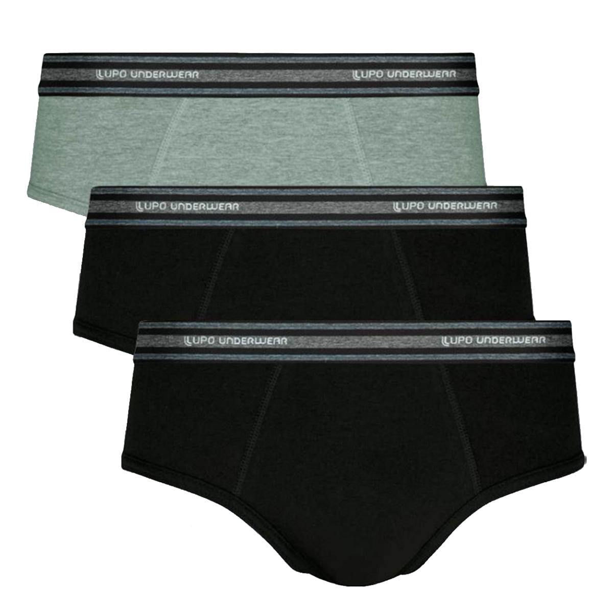 Kit com 3 Cuecas Slip de Algodão Underwear Lupo