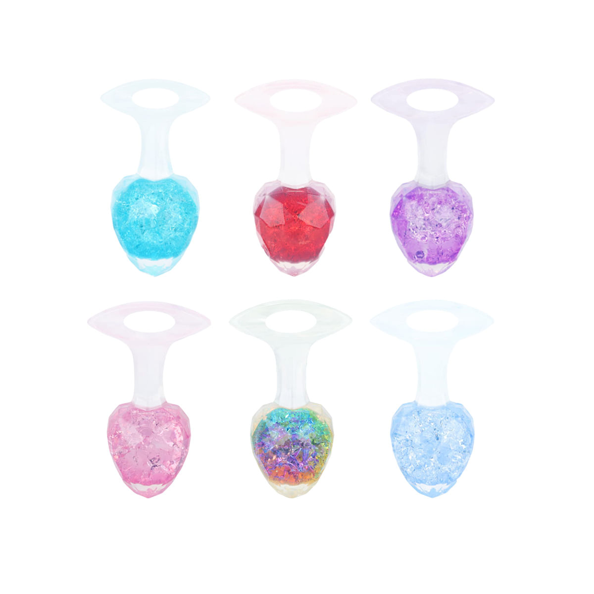 Plug Anal Pequeno de Silicone com Esfera de Vidro Interna e Alça Formato Diamante Vip Mix