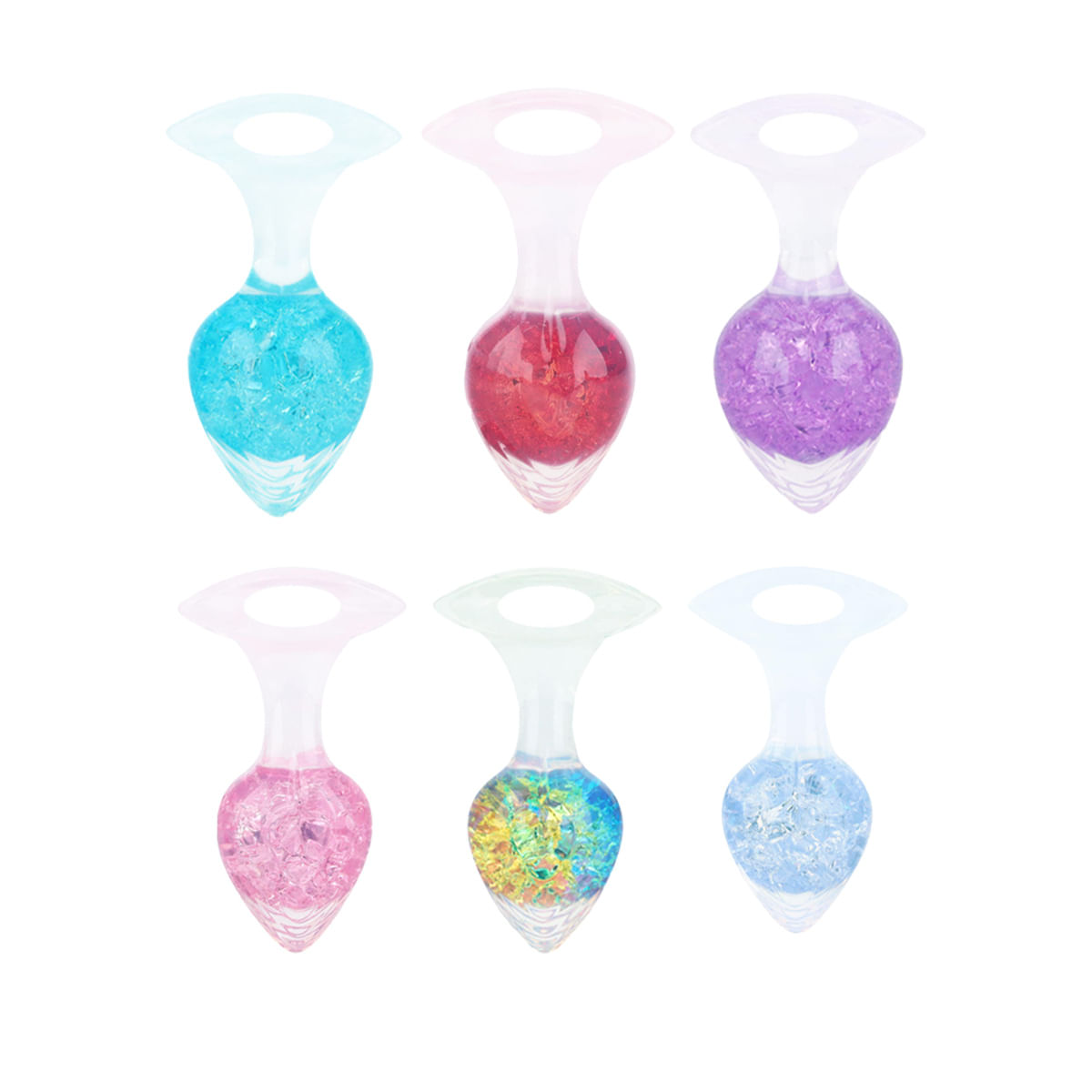 Plug Anal Pequeno de Silicone com Esfera de Vidro Interna e Alça Formato Coração Vip Mix
