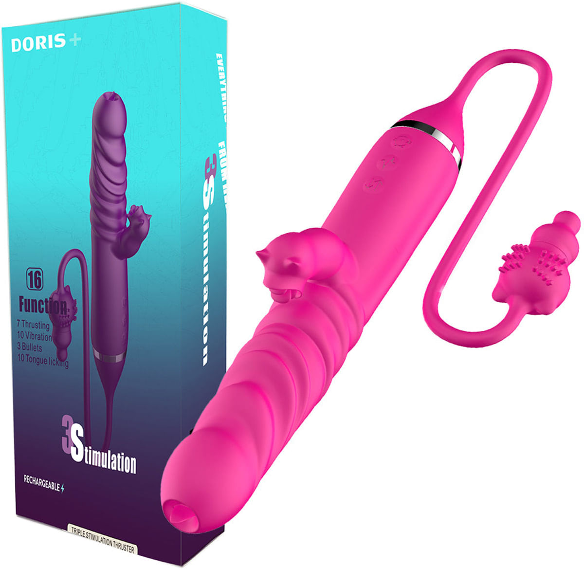 Vibrador Tripla Estimulação Vai e Vem Vip Mix