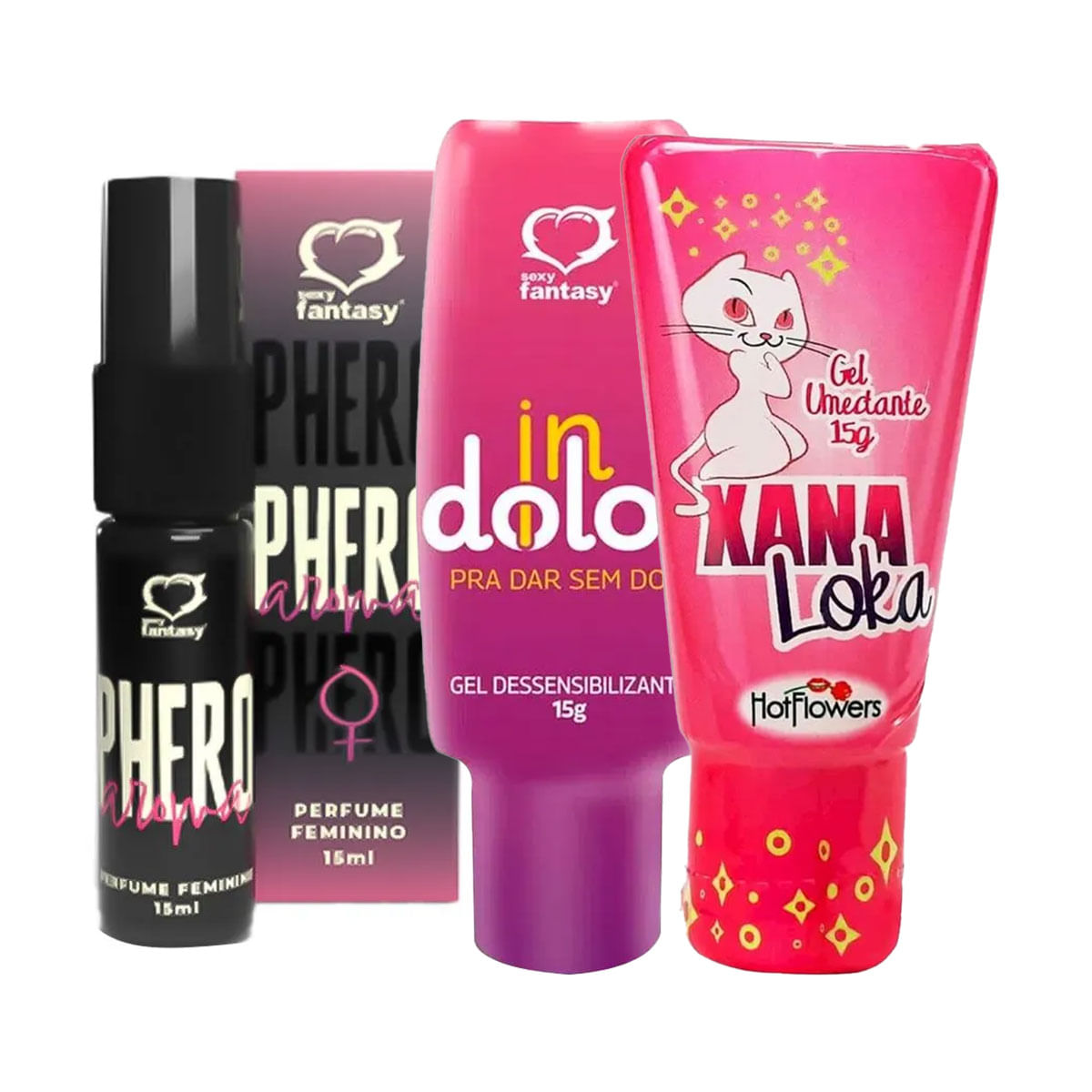 Kit com InDolor Xana Loka e Perfume Phero Aroma Feminino