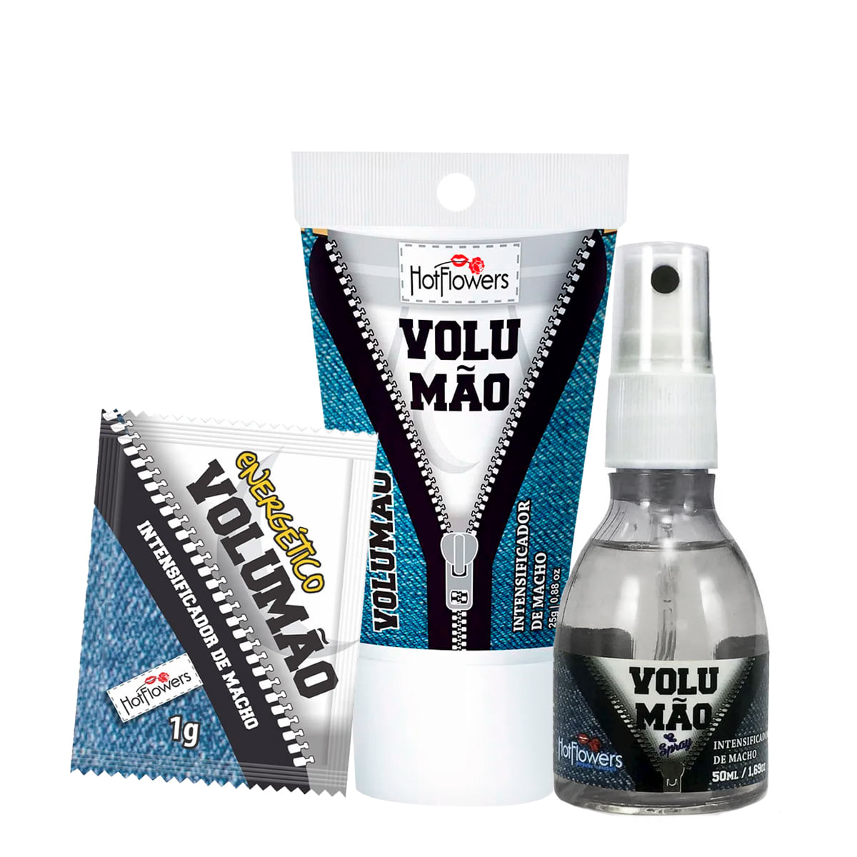 Kit com Gel Excitante Energético e Spray Intensificador Volumão