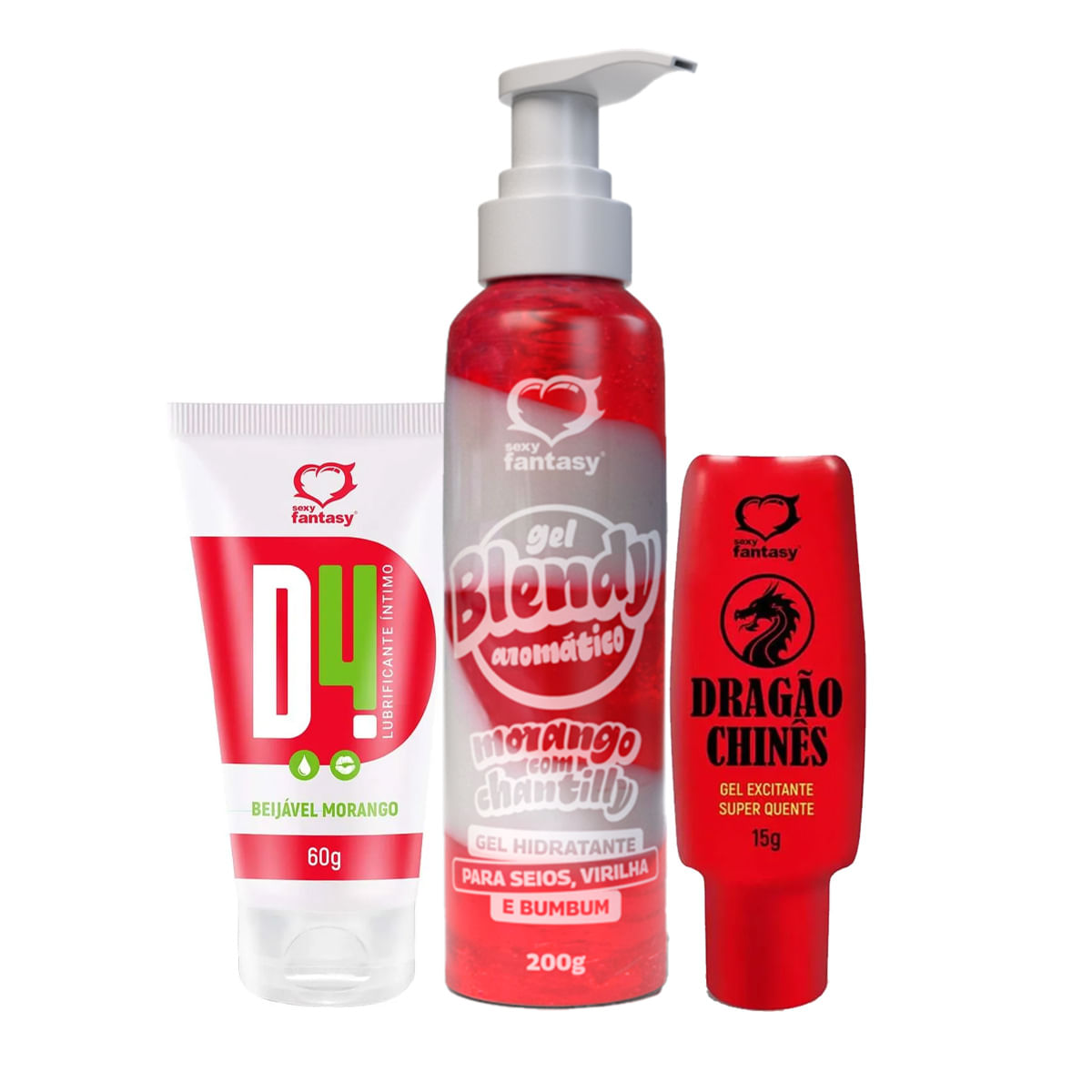 Kit com Blendy Gel Lubrificante D4 e Gel Dragão Chinês