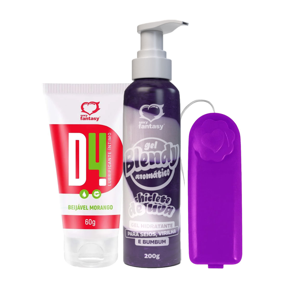 Kit com Blendy Gel Lubrificante D4 e Vibro Ó Bullet