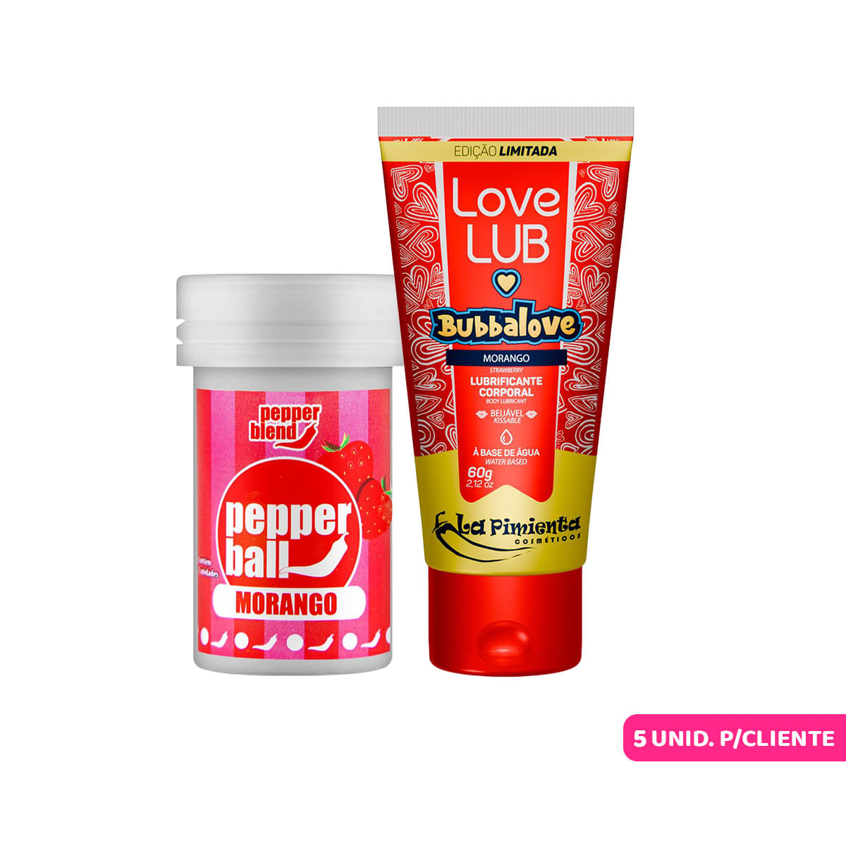 Duplinha Promocional com Pepper Ball Bolinha Explosiva e Love Lub Bubbalove - 5 por Cliente