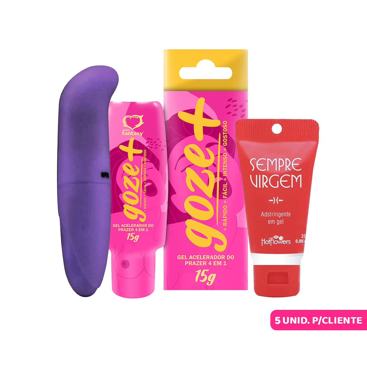 Kit Promocional com Sempre Virgem Goze + e Vibrador Ponto G - 5 por Cliente