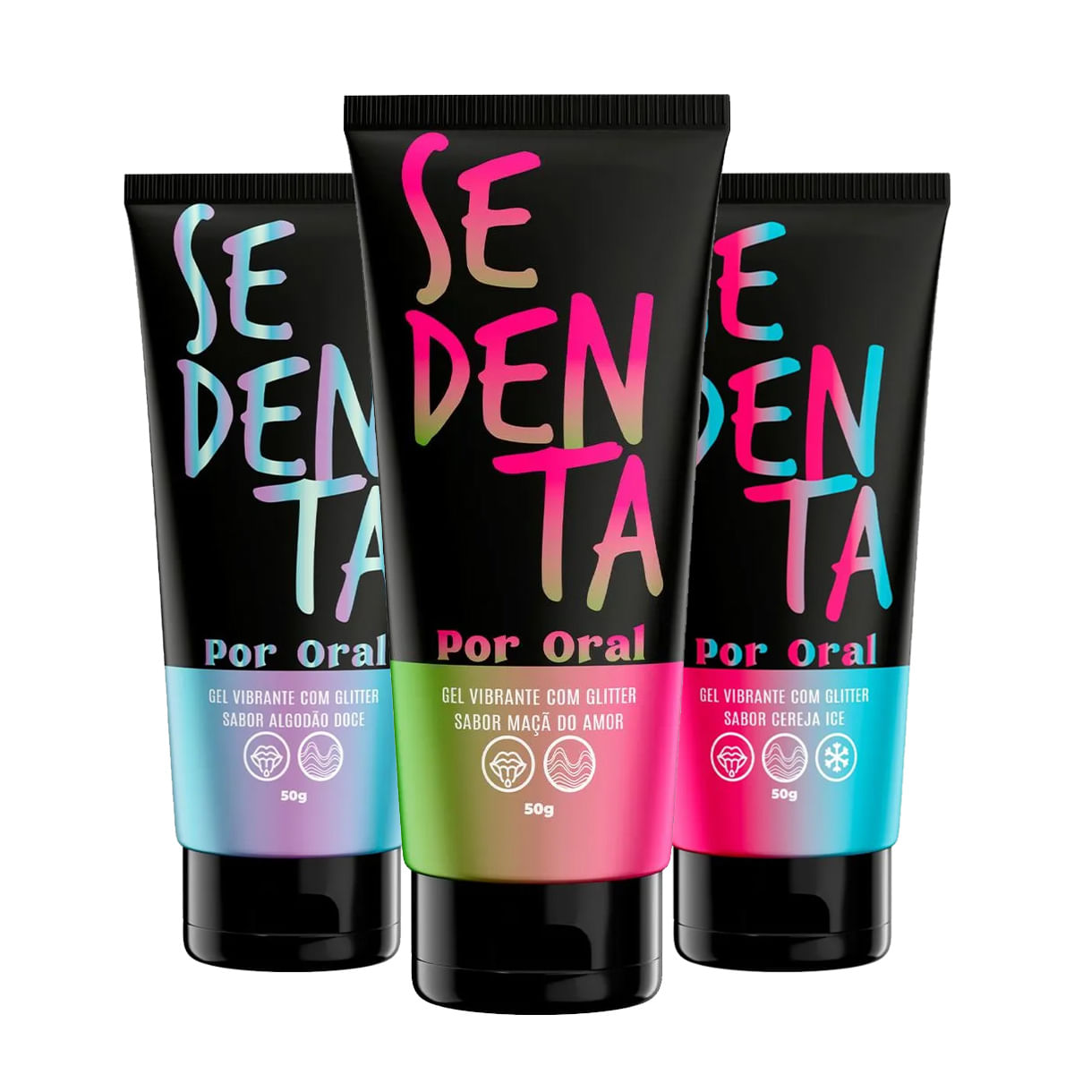 Kit Promocional com Sedenta Por Oral Algodão Doce Sedenta Por Oral Cereja e Sedenta Por Oral  Maçã d