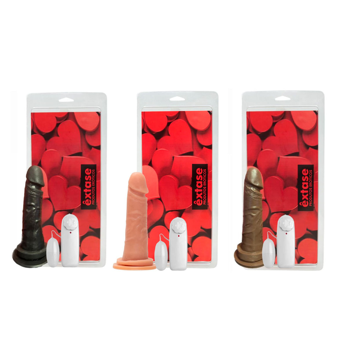 Prótese Realística com Glande, Ventosa e Vibrador Maciça 18 x 3,5cm Êxtase