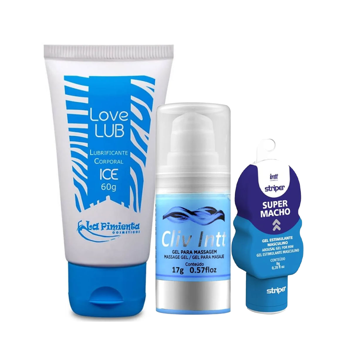 Kit Promocional com Love Lub Cliv Intt e Super Macho
