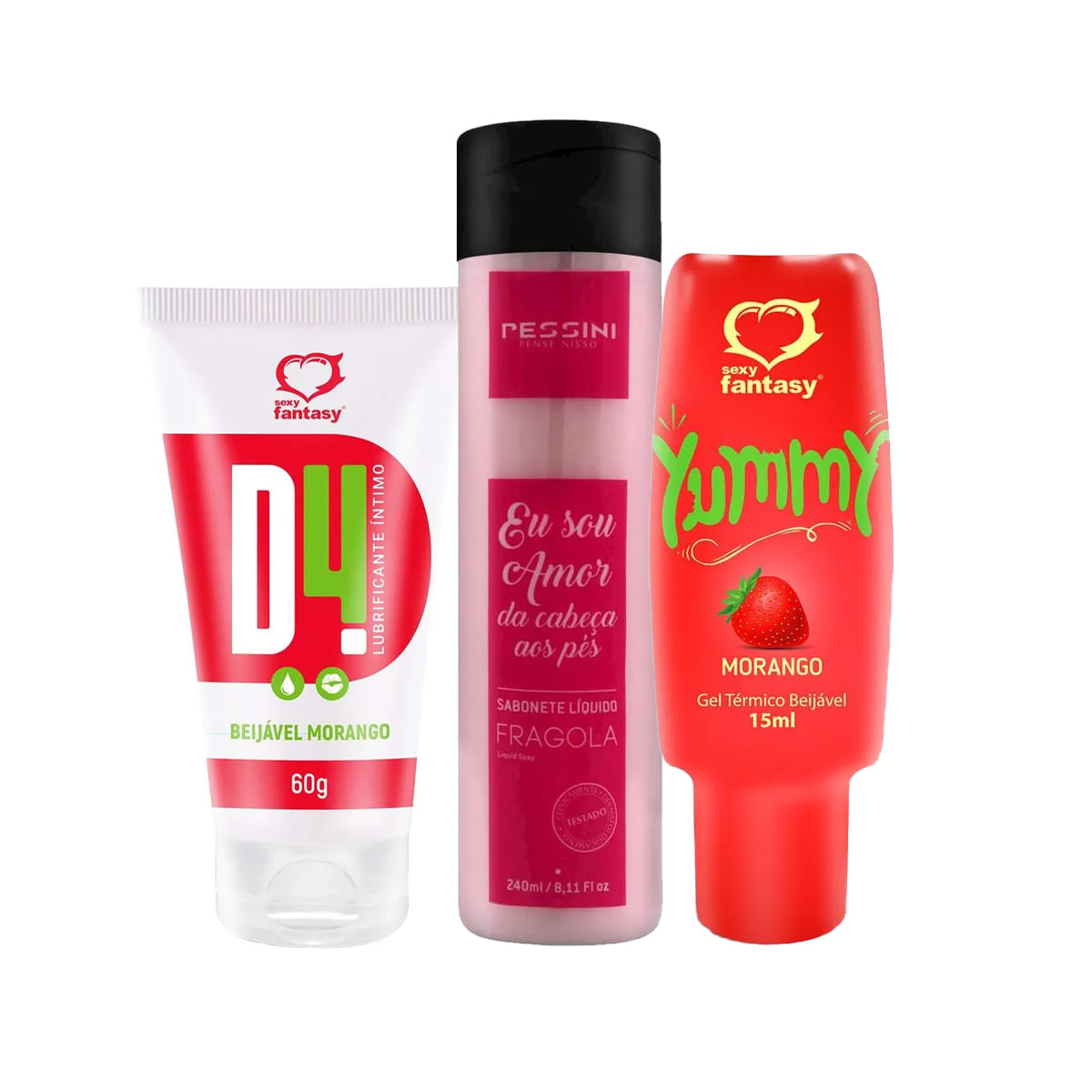 Kit Promocional com D4 Lubrificante Sabonete Líquido e Yummy Gel