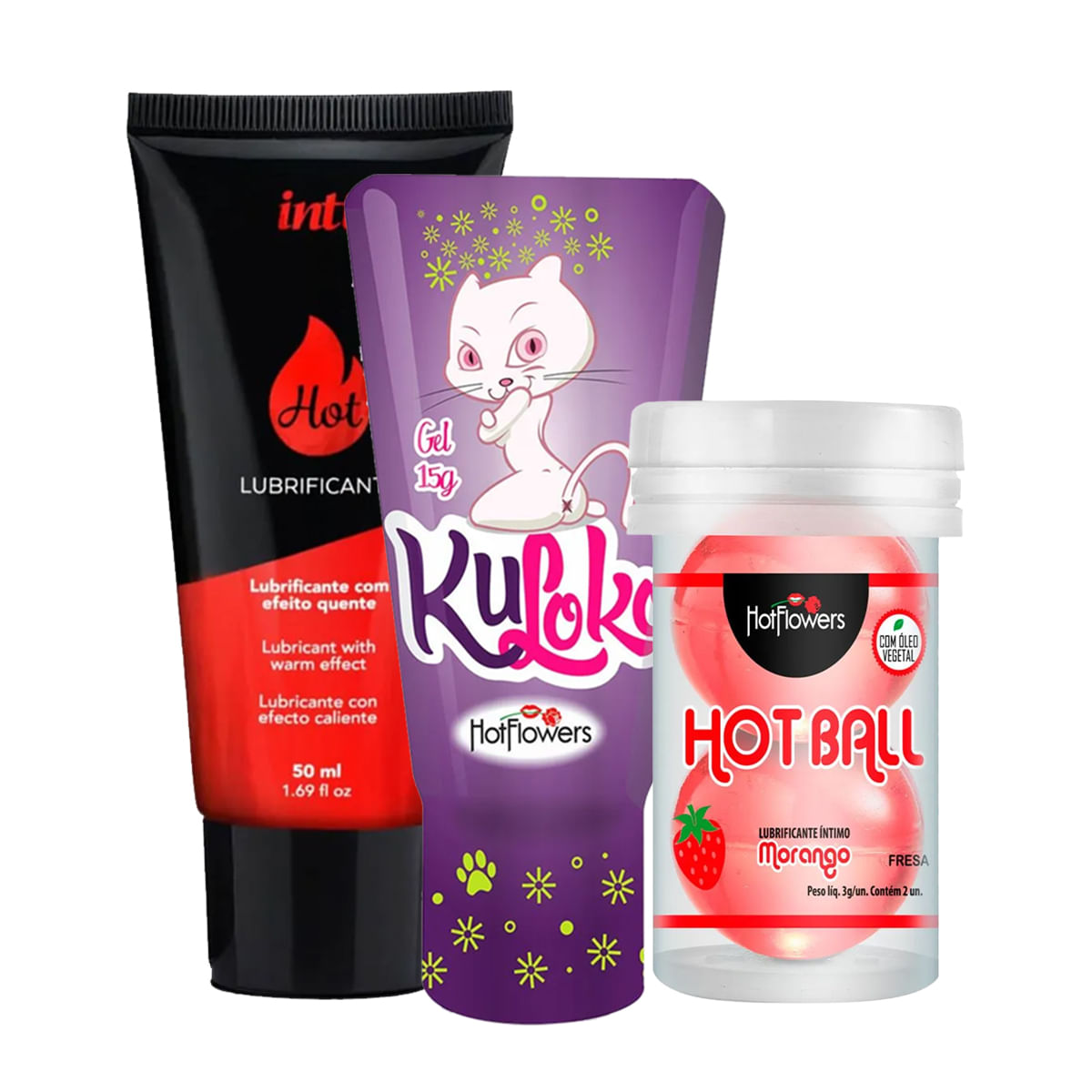 Kit com Promocional Lubrificante Hot Kuloko Gel e Hot Ball