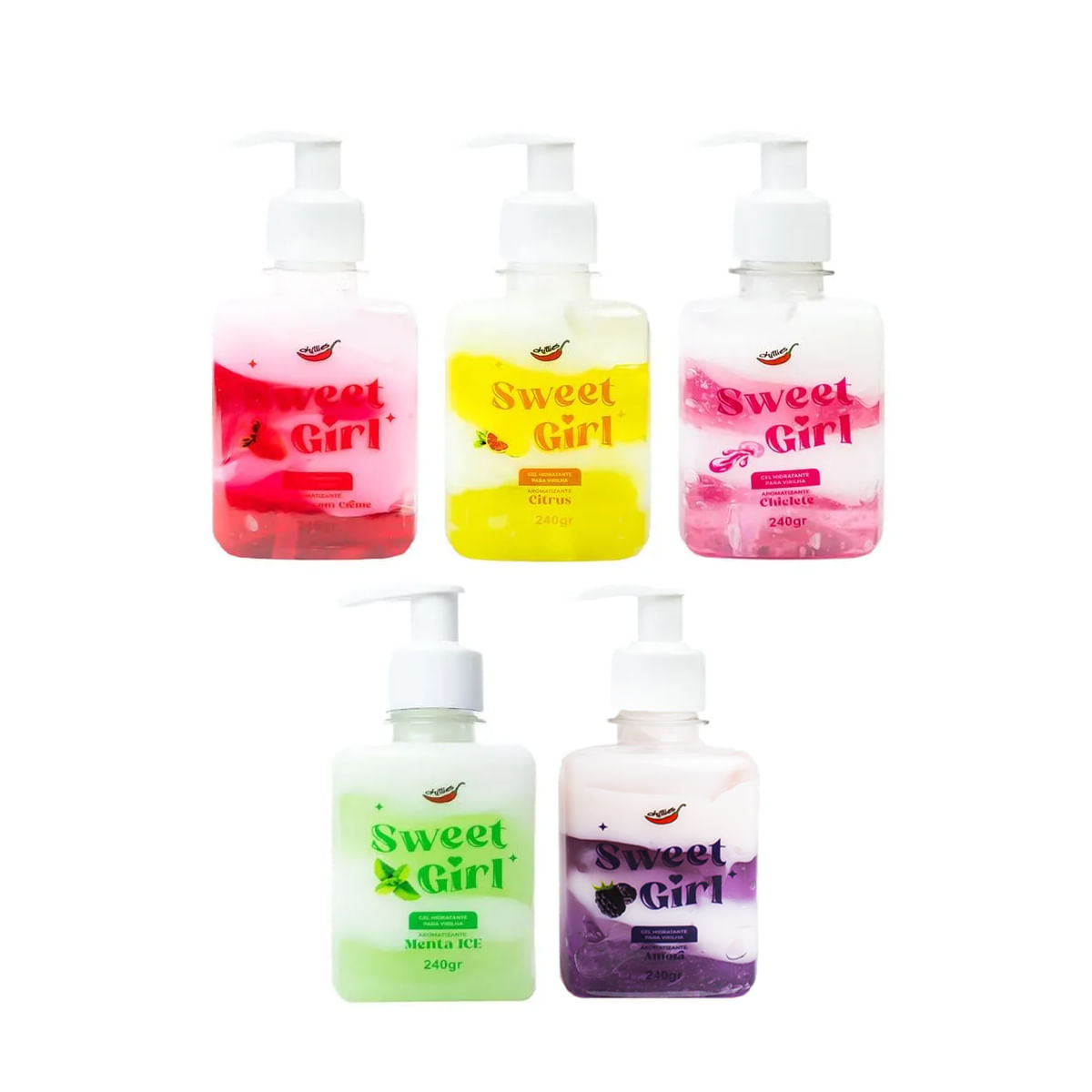 Sweet Girl Gel Hidratante Beijável com Sabor de Fruta 240g Chillies
