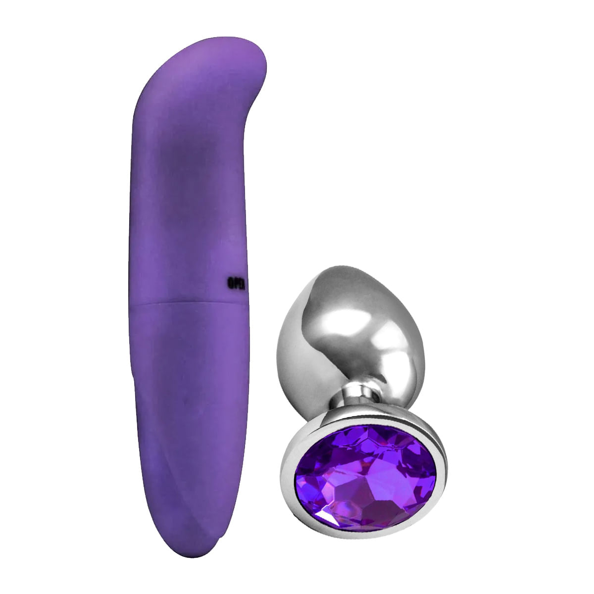 Duplinha Promocional com Vibrador ponto G em ABS e Plug Anal de Aço