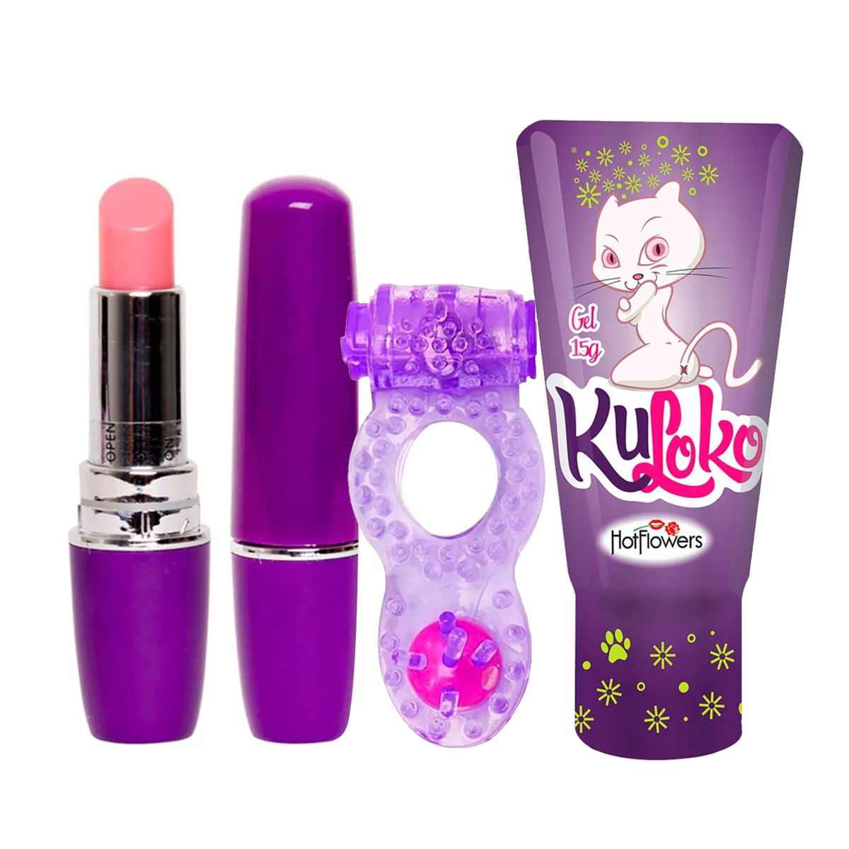 Kit Promocional com Lipstick Vibe Kuloko e Anel Peniano com Vibrador