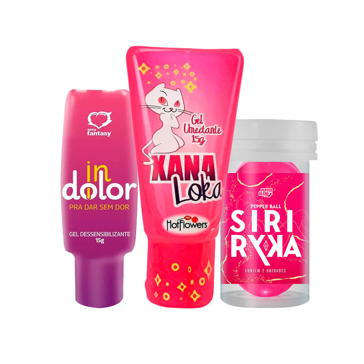 Kit Promocional com Xana Loka Pepper Ball Plus Siri Ryka e InDolor