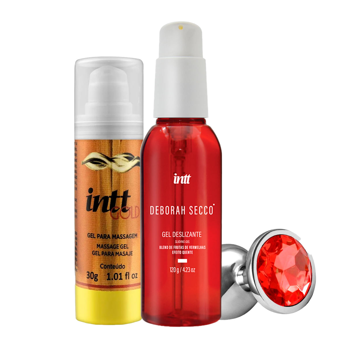 Kit Promocional com Plug Anal de Aço Arredondado Cliv Intt Gold e Gel Deslizante 120 ML DS