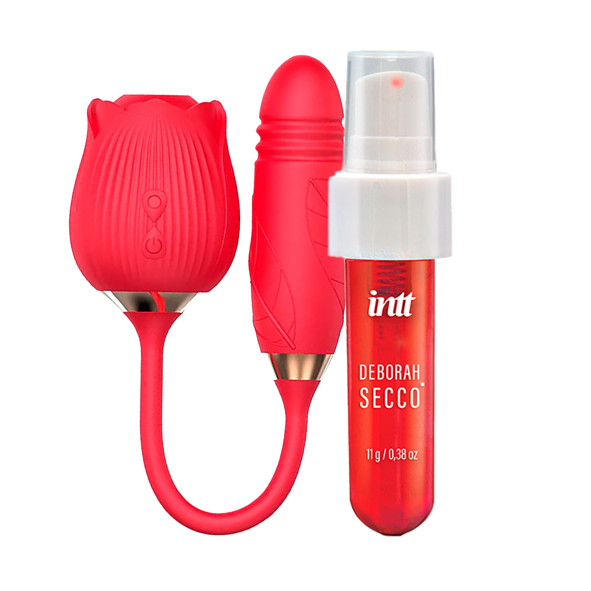 Kit Promocional com Sophie Vibrador Formato de Rosa e Calda Beijavel DS