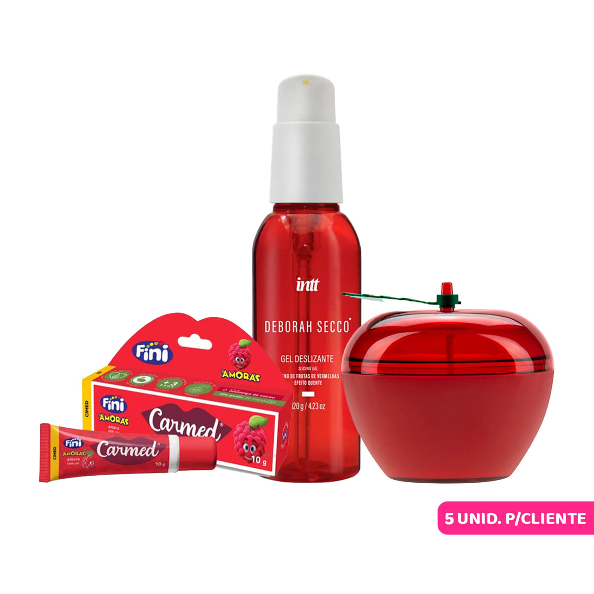 Kit Promocional com Vela Beijável Bruma Pélvica Toque de Seda Deborah Secco e Carmed Fini de Amora