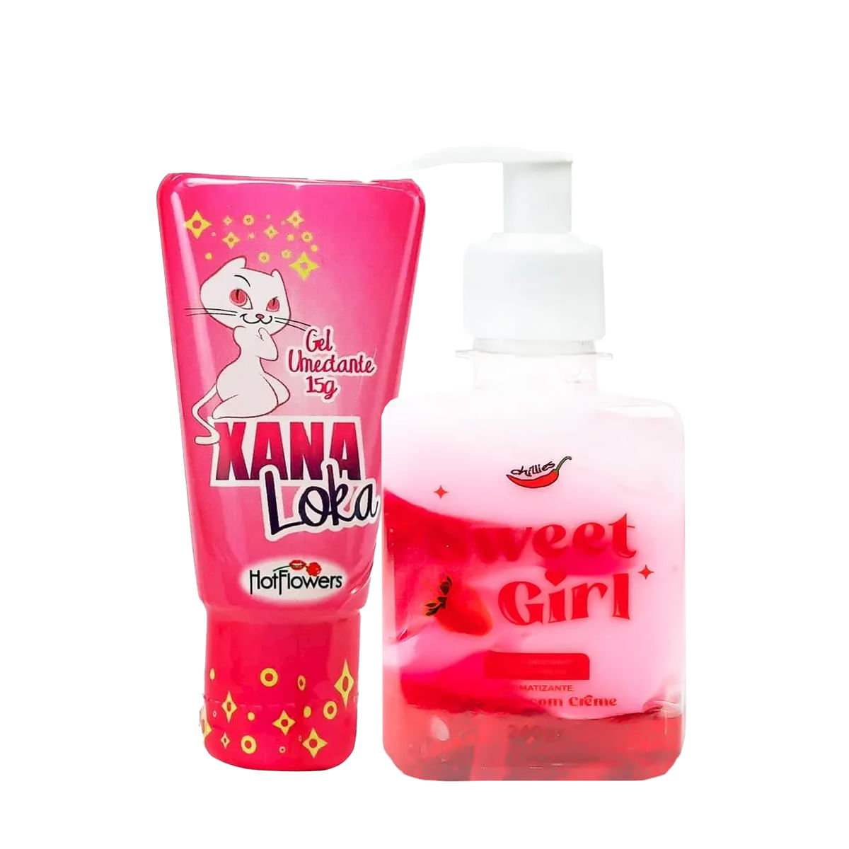 Duplinha com Xana Loka Gel Excitante Feminino e Sweet Girl Gel Hidratante Beijável