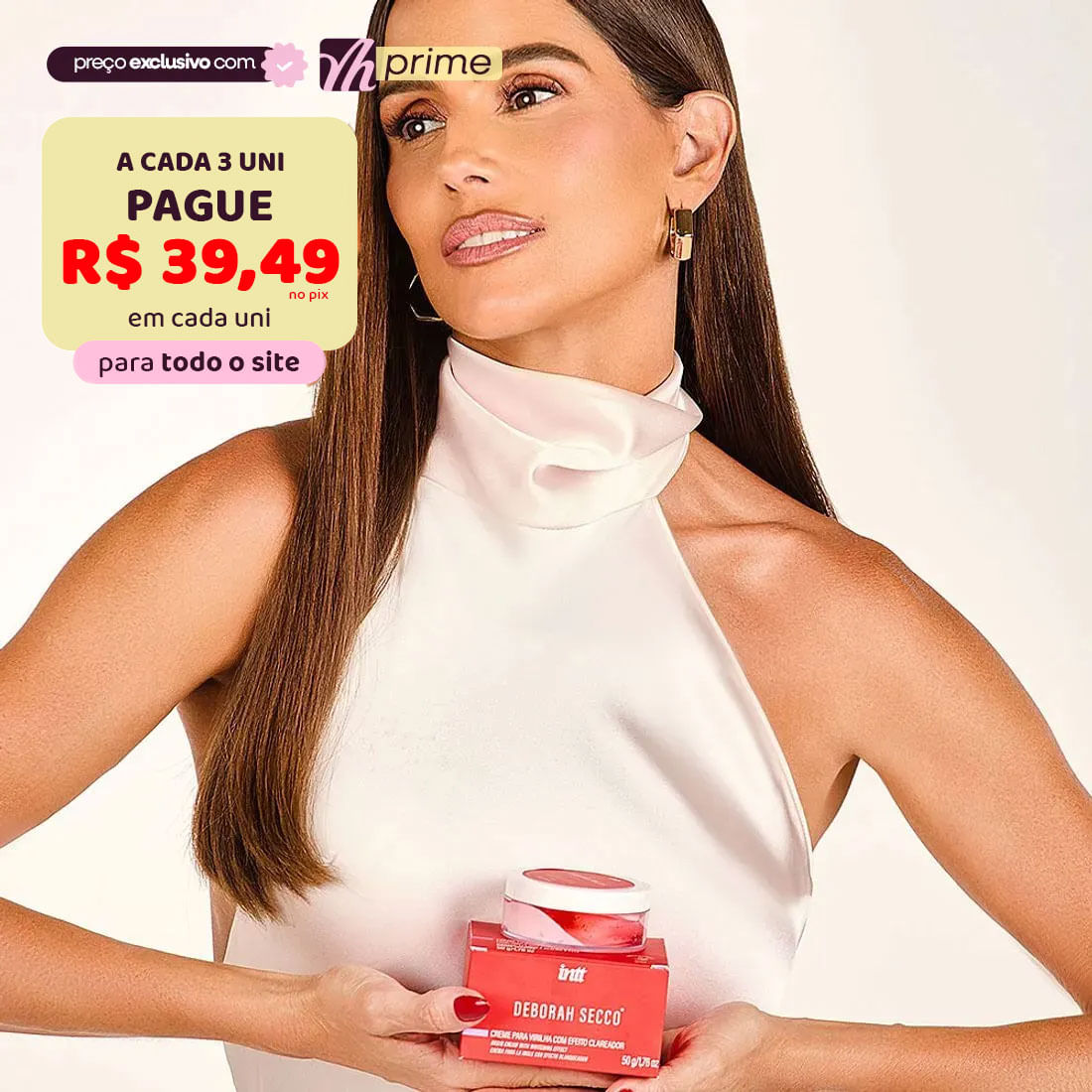 Creme Clareador Íntimo com Aloe Vera e Óleo de Rosa Mosqueta 50g Linha Deborah Secco Intt