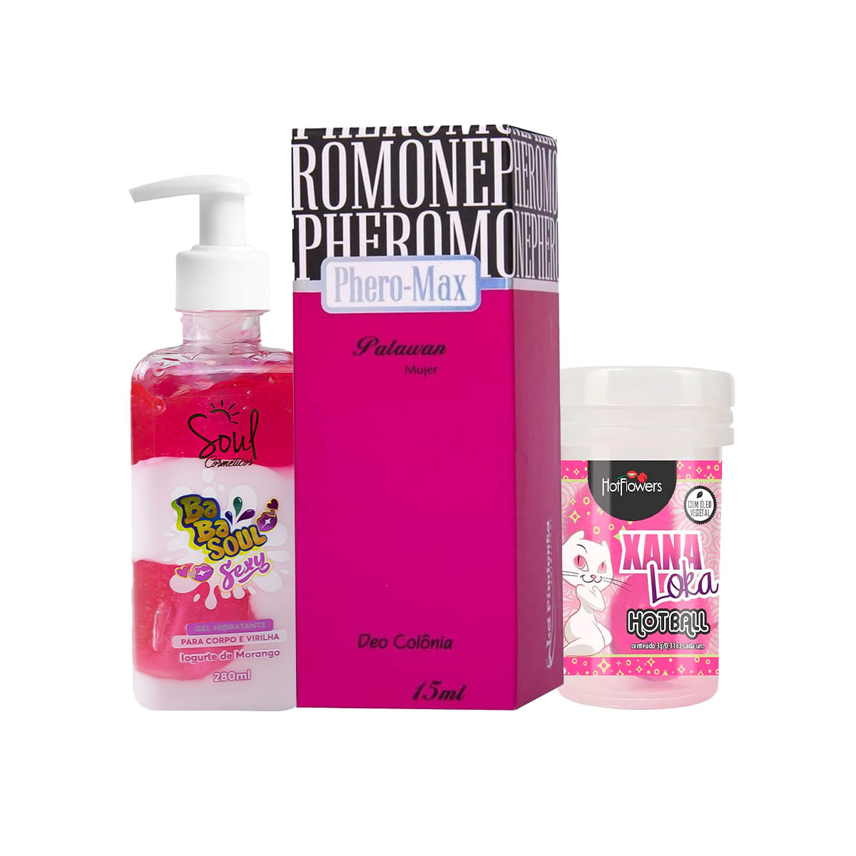 Kit com Phero Max Palawan Babasoul e Hot Ball Xana Loka