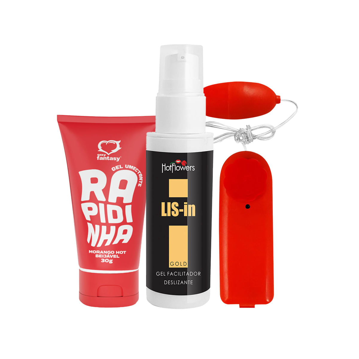 Kit com Lubrificante Íntimo Beijável Rapidinha LIS-In e Bullet