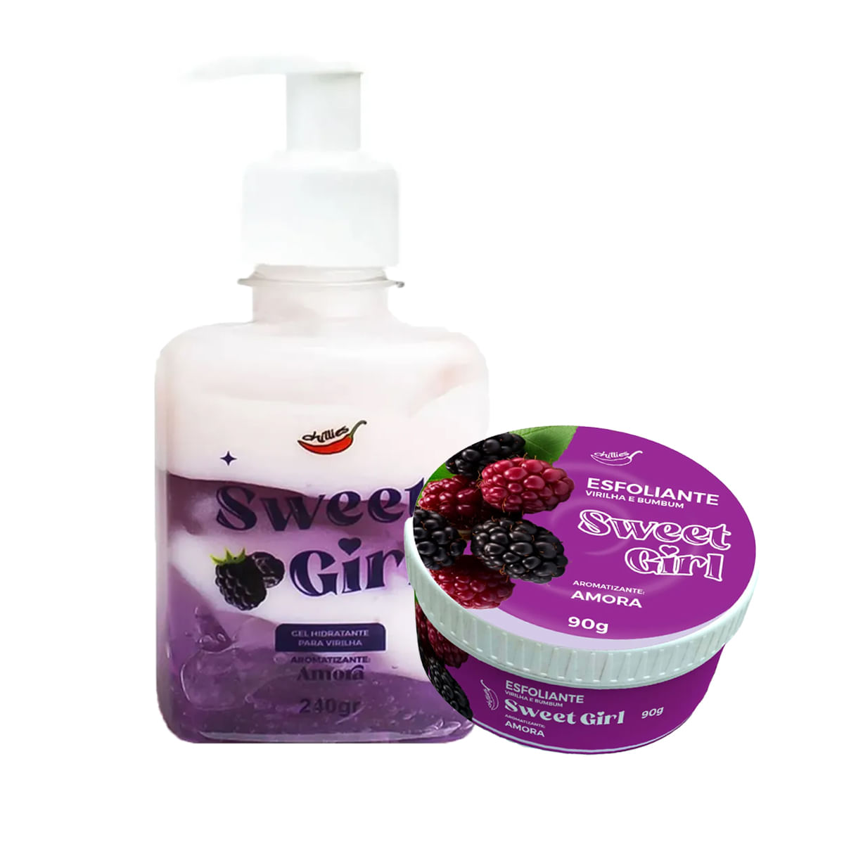 Kit com Hidratante Gel Sweet Girl e Esfoliante Sweet Girl Amora