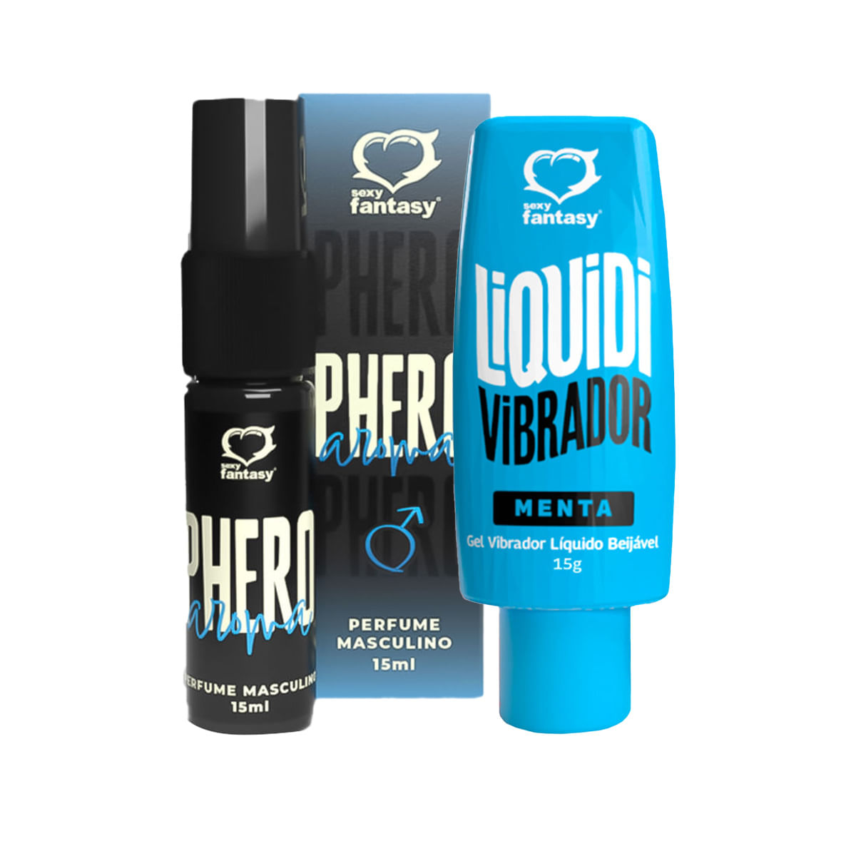 Duplinha com Perfume Aroma Masculino e Vibrador Líquido Liquidi