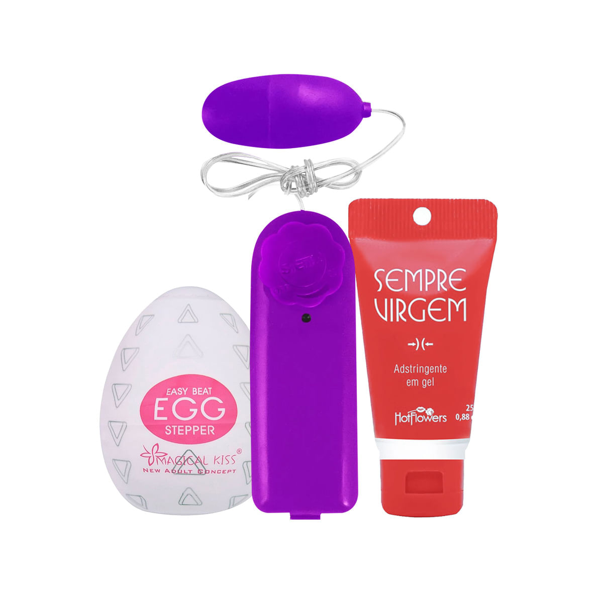 Kit com Sempre Virgem Vibro Ó Bullet e Egg Stepper