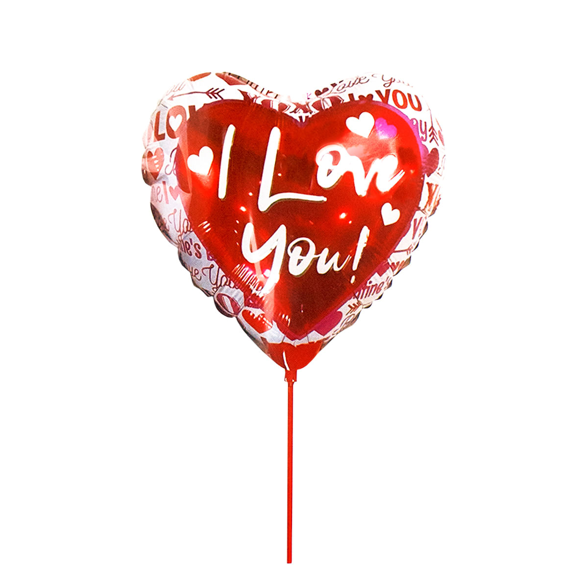 Kit com 10 Unidades Mini Balão Metalizado I Love You com Haste PTD Festas