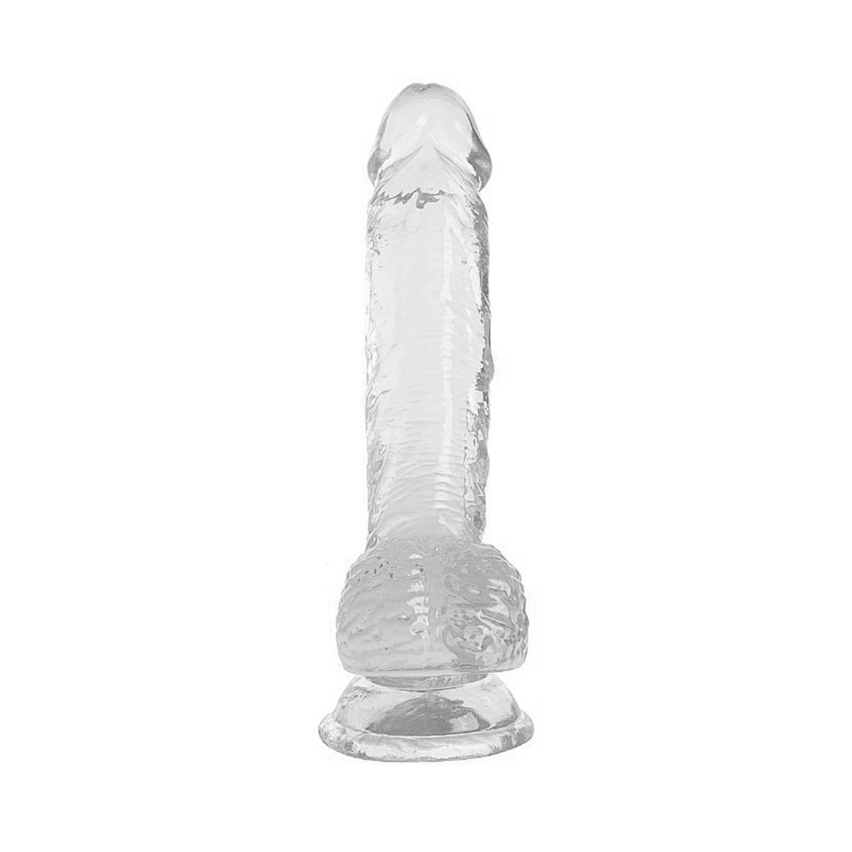 Dildo Realístico Com Escroto Transparente Flexível 20,5x3,8cm Sexy Import